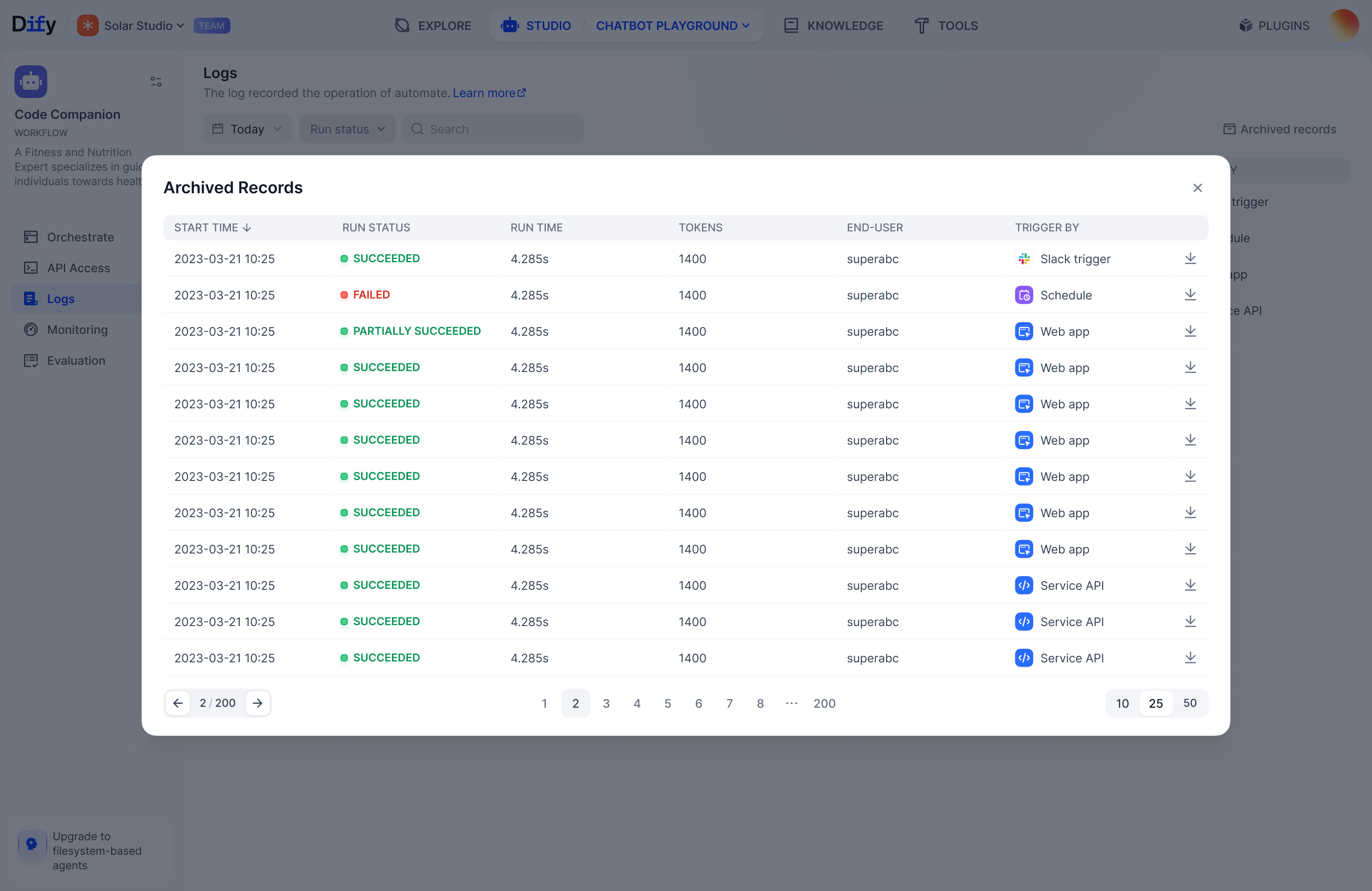 Workflow Logs
